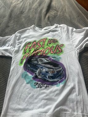 Fast and Furious Graphic Car Tee - White with Neon Accents